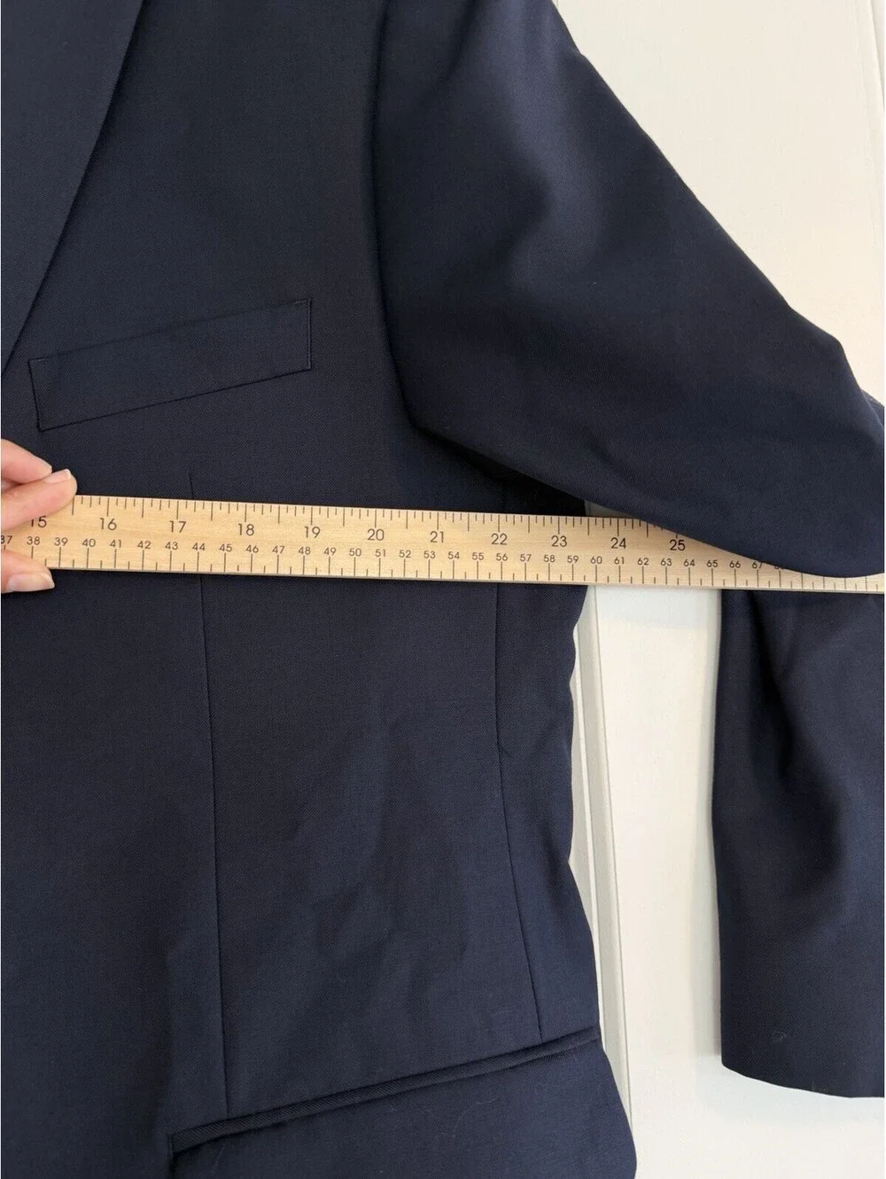 Lauren Ralph Lauren Navy Blue Blazer Size 46R Wool Blend Two Button Sport Coat